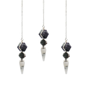 Pendule Fluorite, Labradorite & Pierre de Lune – 3 Pierres