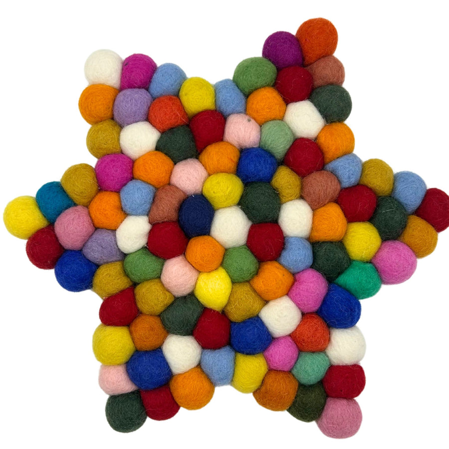 Dessous de Plat Étoile en Perles de Feutre – Multicolore 27 cm