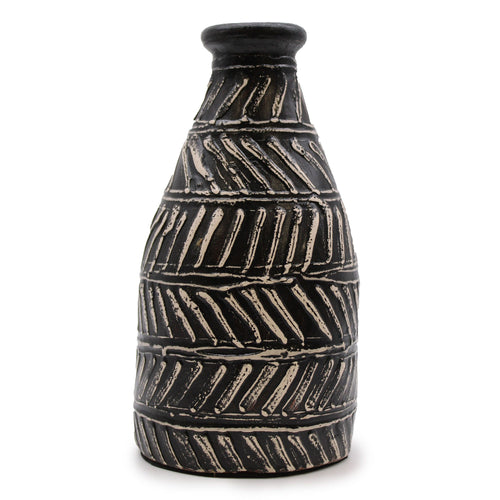 Vase en Céramique de Lombok – Forme Grecque Fuselée Chocolat