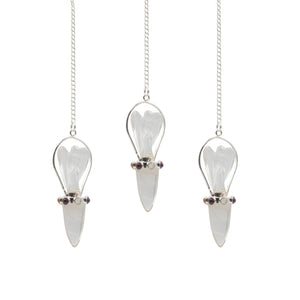 Pendule Ange Cristal de Roche & Bande Chakra – 2 Pièces