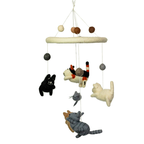Mobile en Feutre Fait Main – Chat & Souris