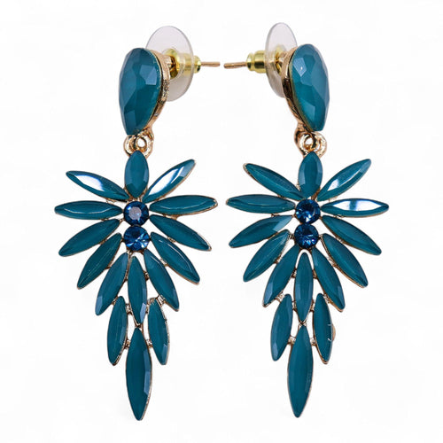 Boucles d'Oreilles Verre Vintage Vert Canard – Pendantes