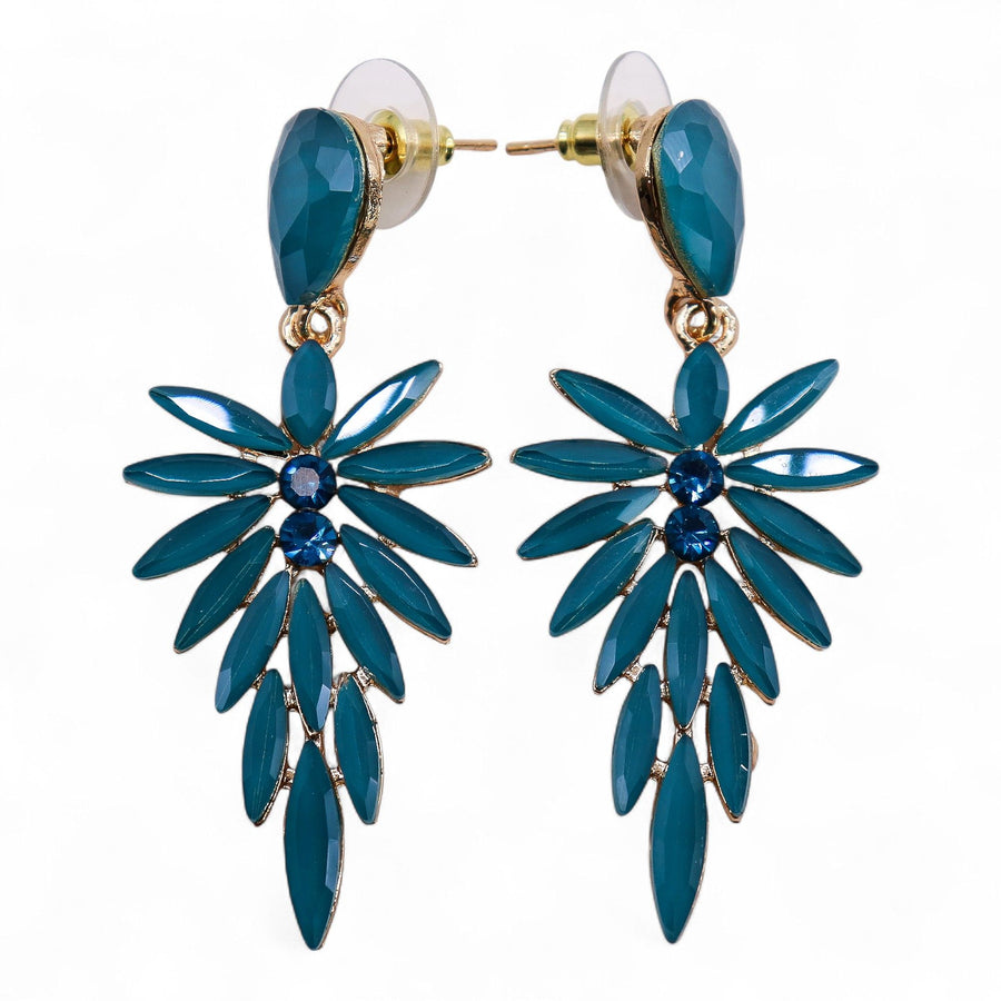 Boucles d'Oreilles Verre Vintage Vert Canard – Pendantes