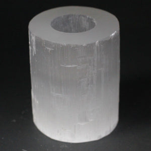 Bougeoir Cylindre en Sélénite – 10 cm