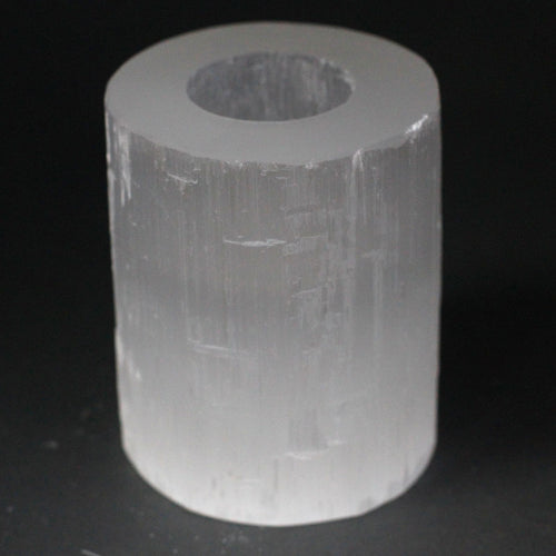 Bougeoir Cylindre en Sélénite – 10 cm