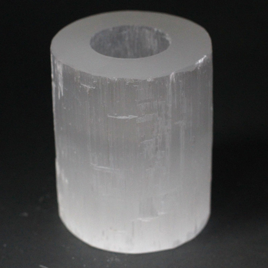 Bougeoir Cylindre en Sélénite – 10 cm