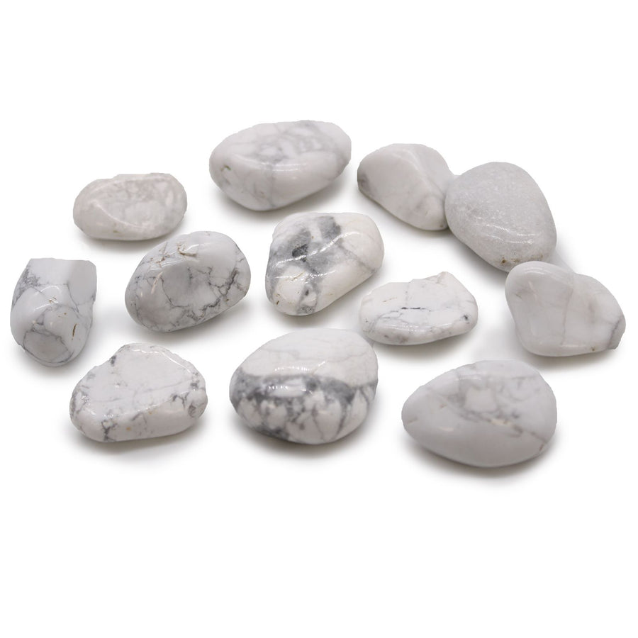 Sachet de 12 pierres roulées moyennes en Howlite blanche (Magnésite)