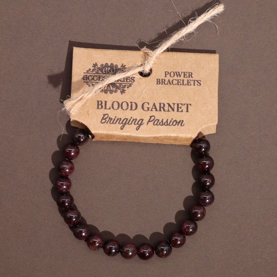Bracelet en Grenat Sanguin – Perles 8 mm sur Élastique
