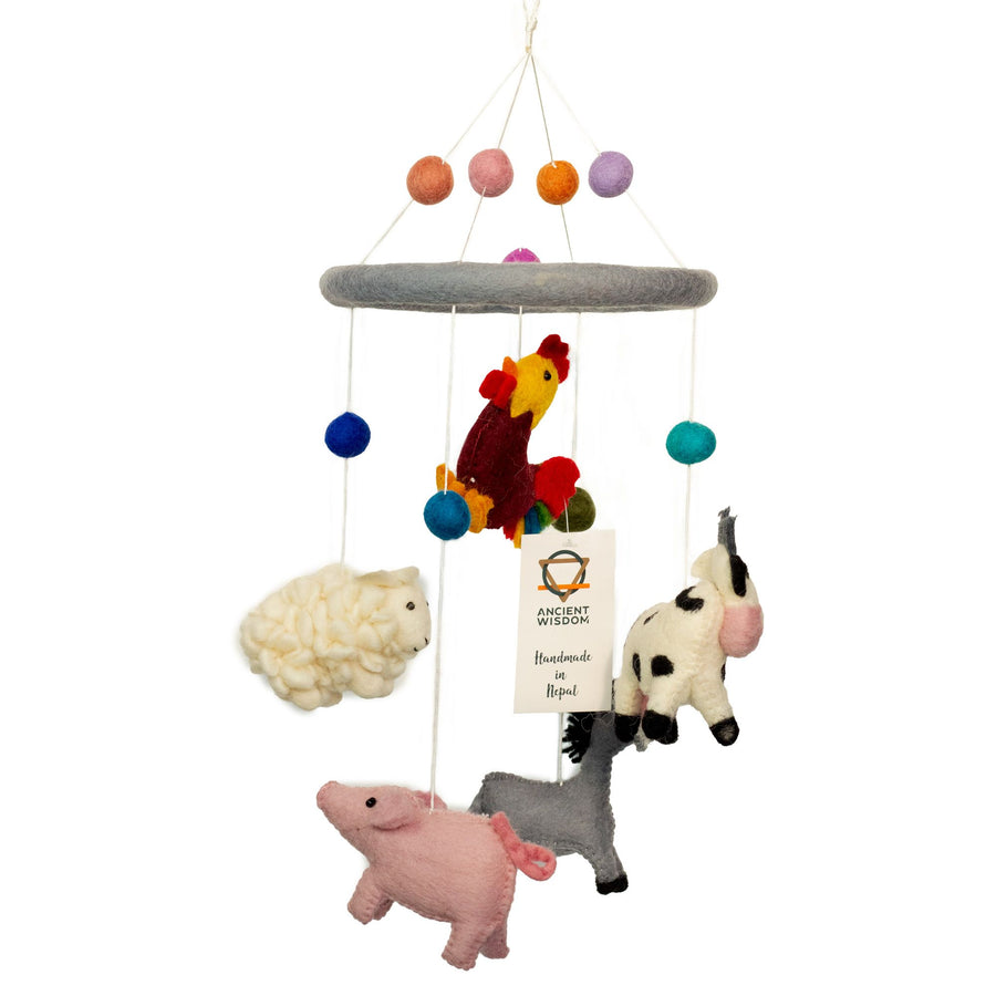 Mobile en Feutre Fait Main – Animaux de la Ferme