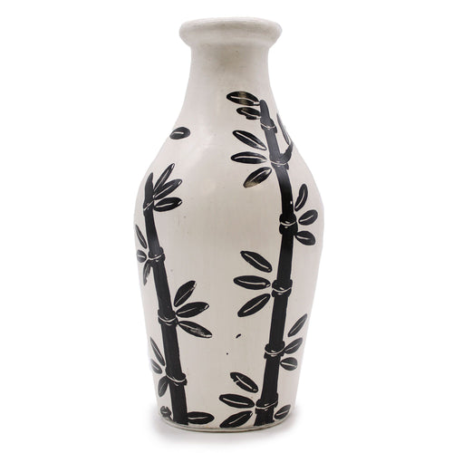 Vase en Céramique Motif Bambou - Naturel