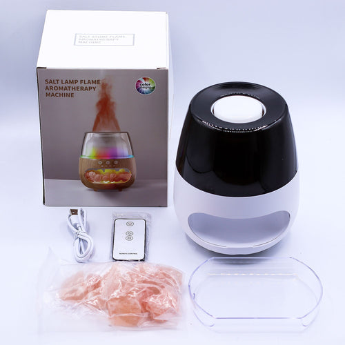 Diffuseur d'Arômes Effet Flamme Pierre de Sel – Blanc USB avec Minuterie