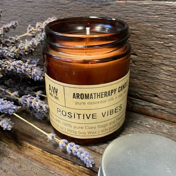 Bougie Aromathérapie Soja 200 g – Ondes Positives (Sauge Sclarée & Menthe Poivrée)