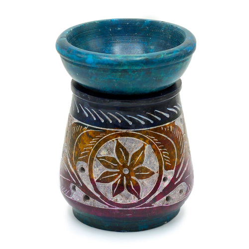Petit brûle-parfum en stéatite 8cm - Fleur