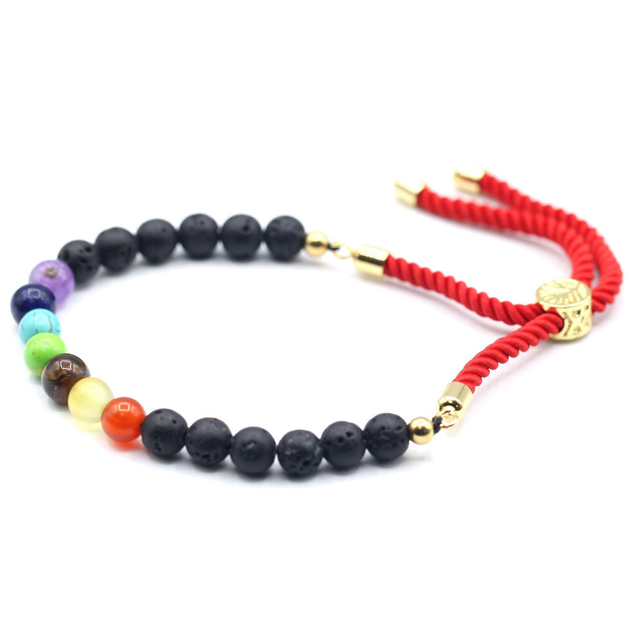 Bracelet en Pierres Naturelles Royal Plaqué Or 18K – Pierre de Lave Chakra