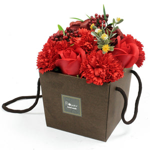 Bouquet de Fleurs de Savon – Rose Rouge & Œillet