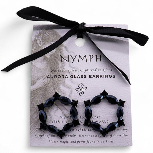 Boucles d'Oreilles Verre Vintage Noir Jais – Anneau