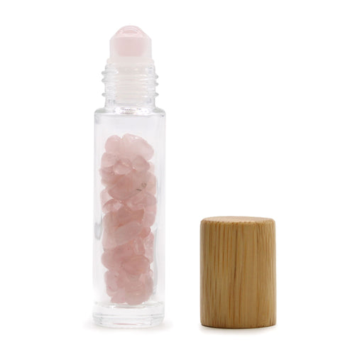 Roll-On en Pierre Quartz Rose – Bouchon Bois (5 ml)
