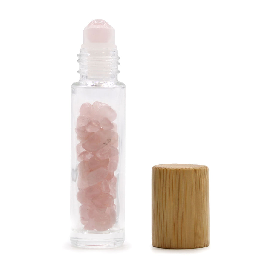 Roll-On en Pierre Quartz Rose – Bouchon Bois (5 ml)