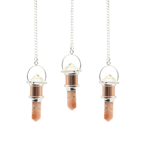 Pendule Cristal de Roche & Pierre de Soleil – Ton Cuivre