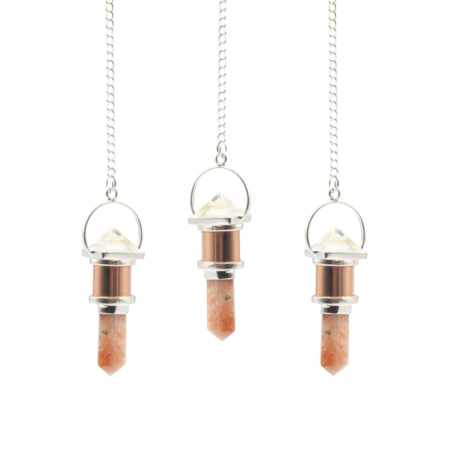 Pendule Cristal de Roche & Pierre de Soleil – Ton Cuivre