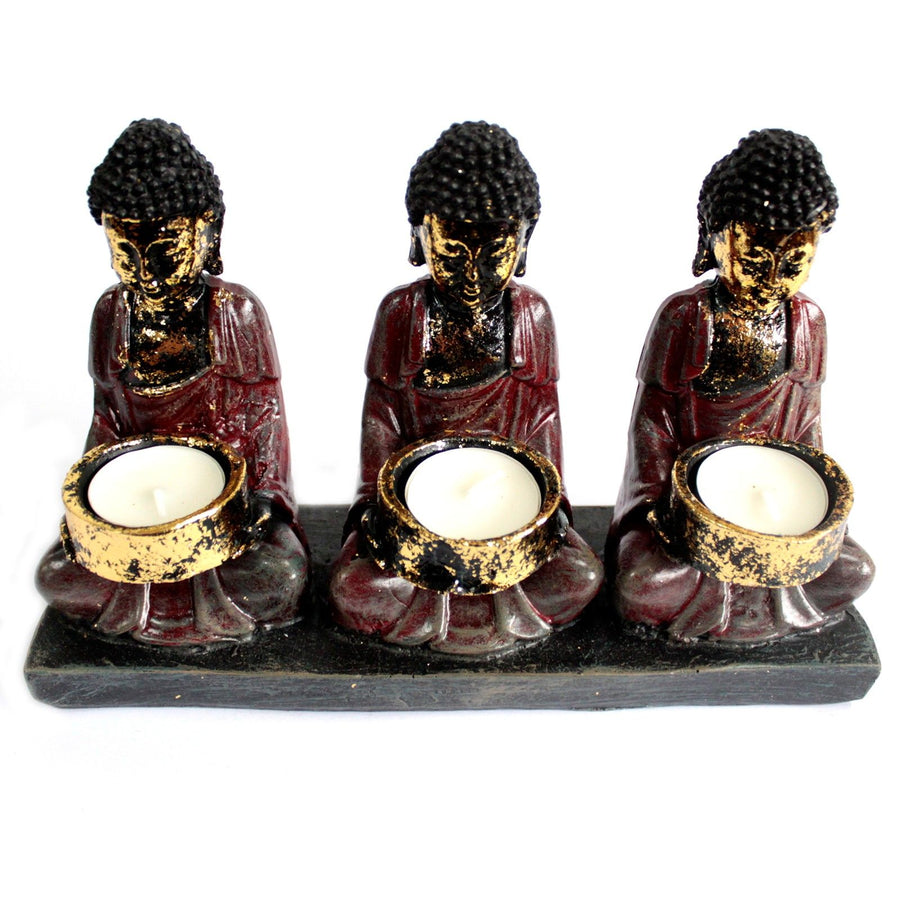 Bougeoir Trois Dévots Bouddha Effet Ancien