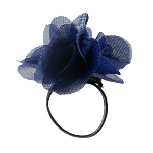 Bague Diffuseur de Parfum Fleur en Mousseline – Bleu Marine