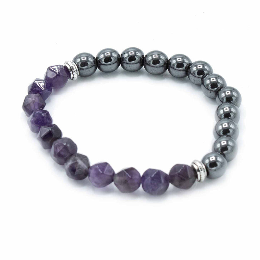 Bracelet en Pierres Facettées – Améthyste (Fermoir Magnétique)