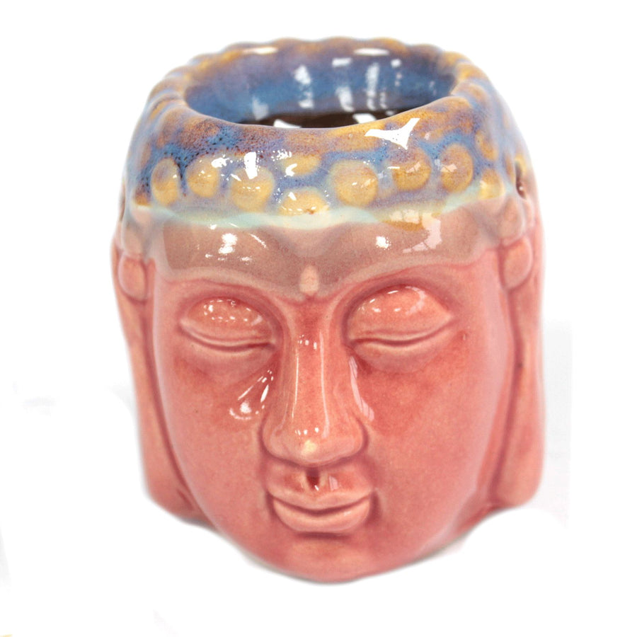 Brûle-Parfum Bouddha en Céramique – Rose & Bleu Canard