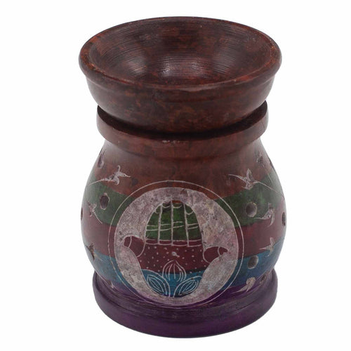 Brûle-Parfum en Stéatite 10 cm – Main de Hamsa Cinq Couleurs