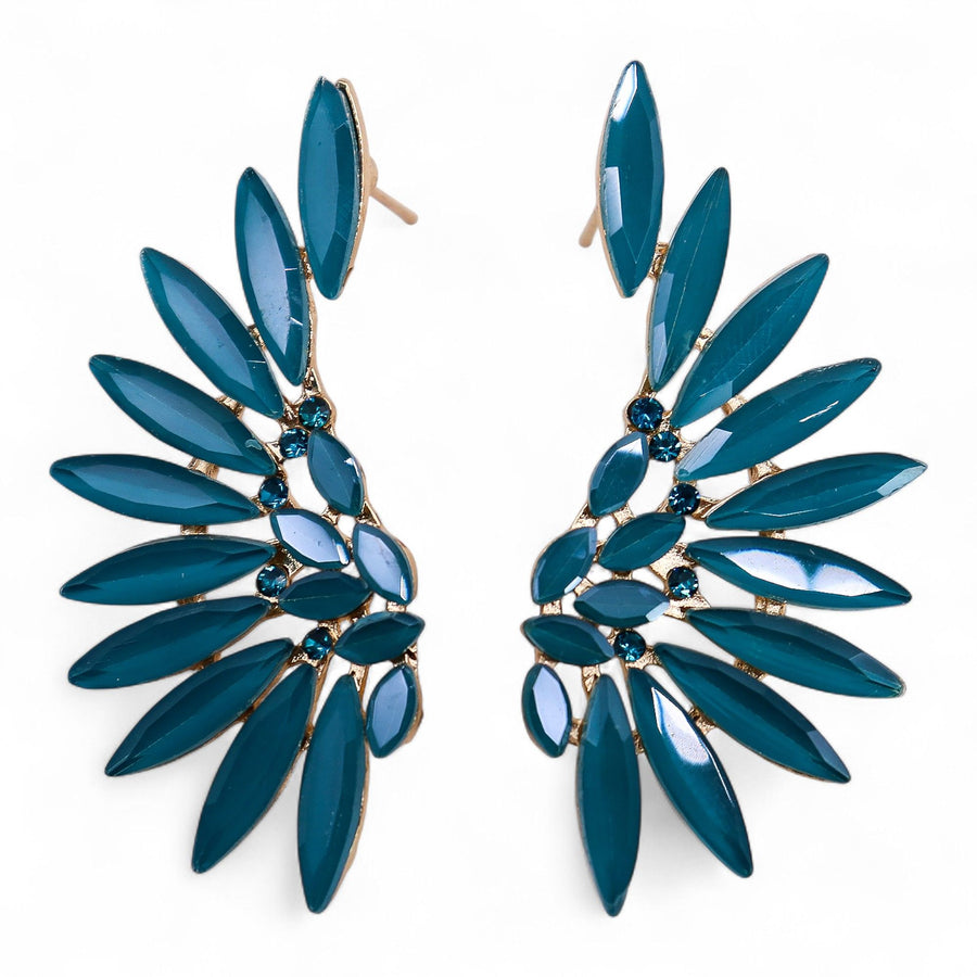 Boucles d'Oreilles Verre Vintage Vert Canard – Ailes d'Ange