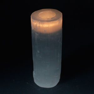 Bougeoir Cylindre en Sélénite – 20 cm