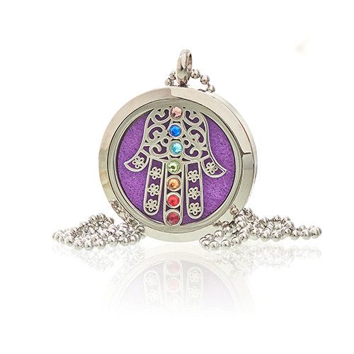 Collier Diffuseur d'Aromathérapie – Main de Hamsa – 30 mm