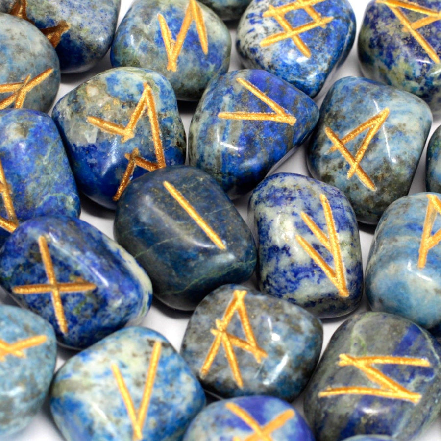 Set de Runes en Lapis-Lazuli avec Pochette