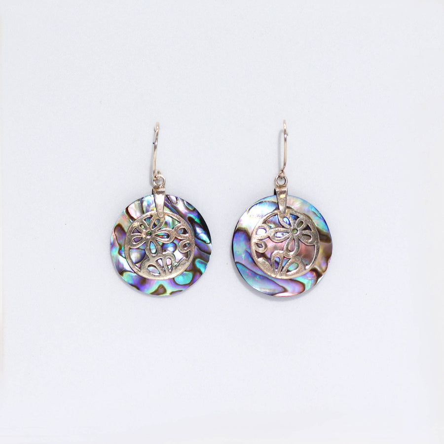 Boucles d'Oreilles Argent & Nacre d'Abalone – Fleurs