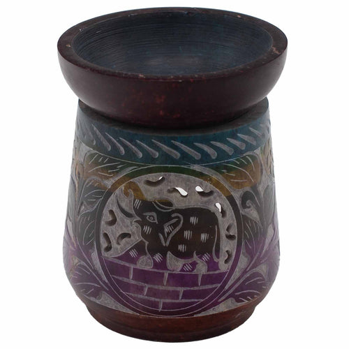 Grand Brûle-Parfum en Stéatite 13x10 cm – Éléphant Cinq Couleurs