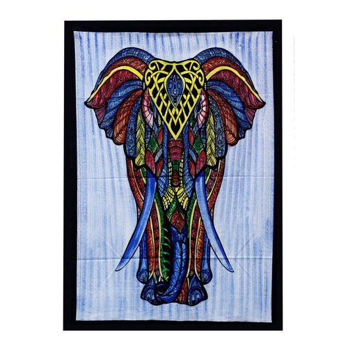Tenture Murale en Coton Peinte à la Main – Éléphant