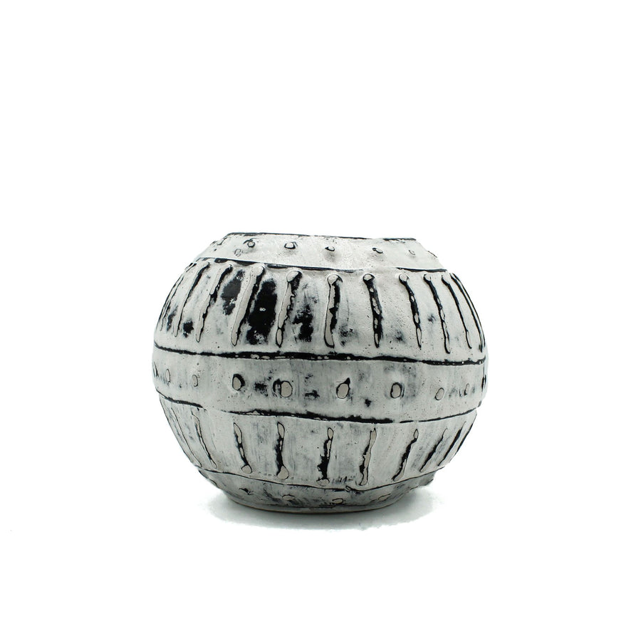 Cache-Pot en Terre Cuite Crème Texture Bulles – 10 cm