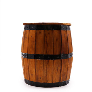 Tabouret Tonneau en Bois Naturel avec Rangement - 38 x 32 cm