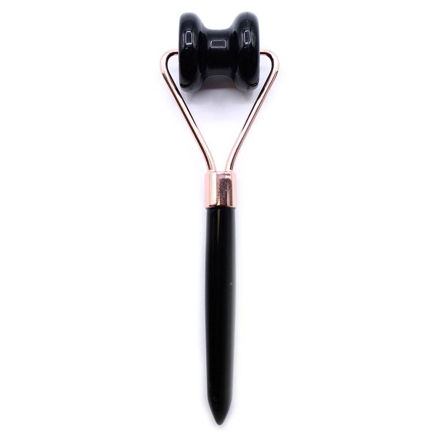 Rouleau de Massage Mâchoire en Obsidienne Noire – 15 cm