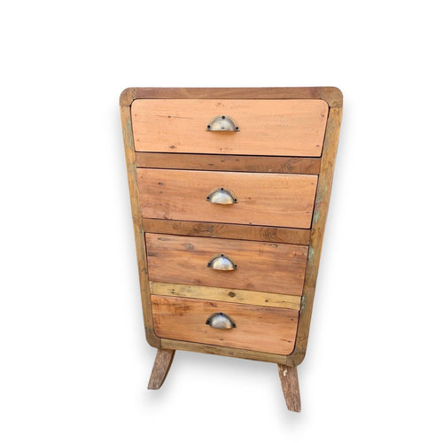 Meuble de Rangement 4 Tiroirs en Bois Recyclé de Bali