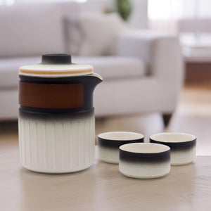 Service à Thé de Voyage en Céramique – Théière & Trois Tasses