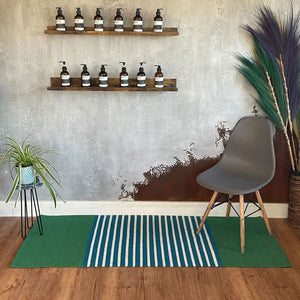 Tapis Indien en Coton 70 x 170 cm – Bleu & Vert