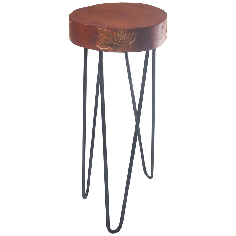 Support à Plante en Bois d'Albasia – Terracotta & Détails Noirs