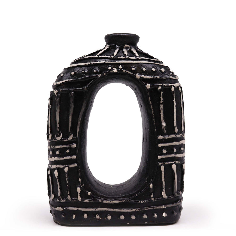 Vase Ovale Forme Donut en Céramique - Chocolat 23 cm