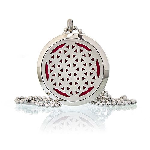 Collier Diffuseur d'Huiles Essentielles – Fleur de Vie 30 mm